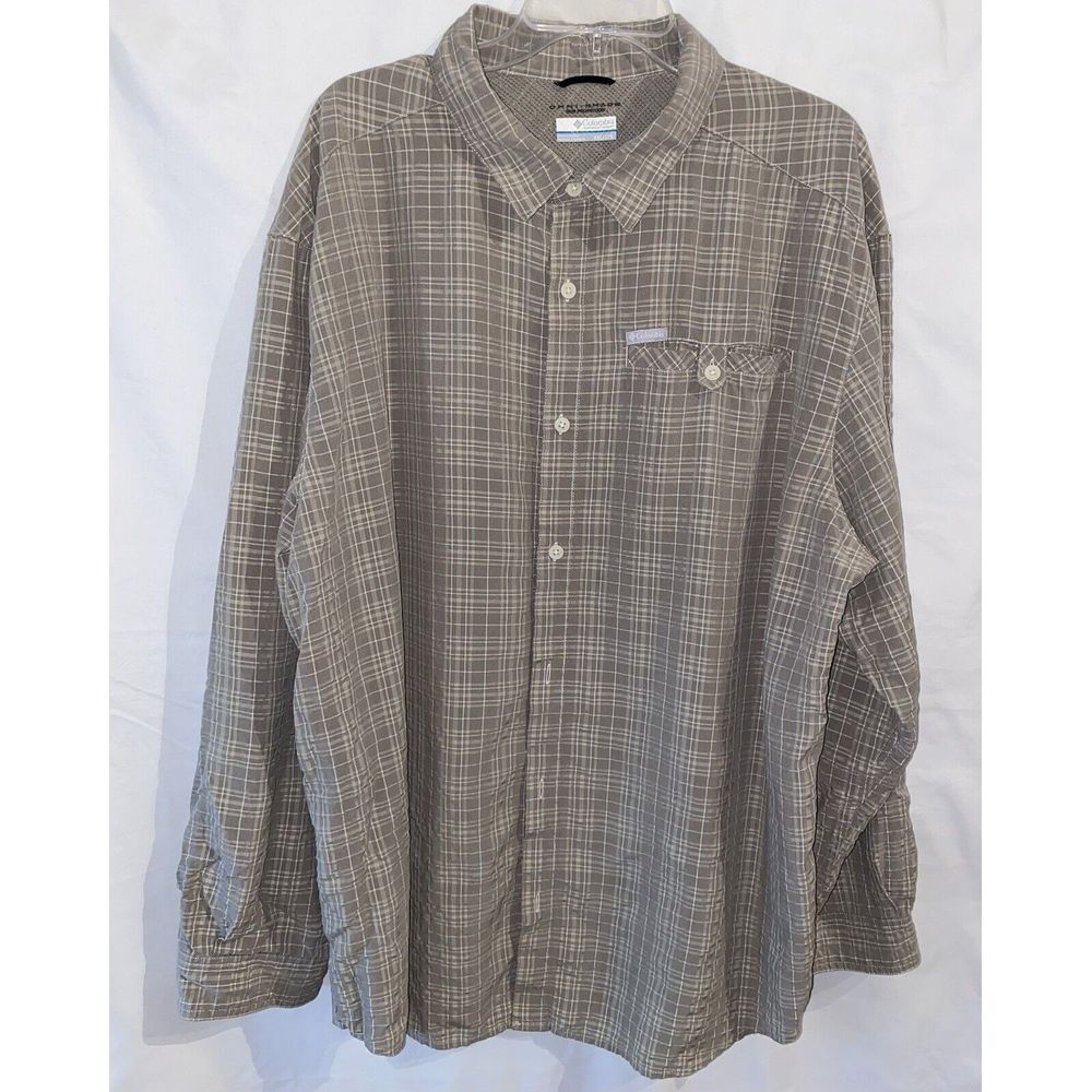 Columbia PFG Omni-Shade Long‎ Sleeve Shirt Beige Size XXL